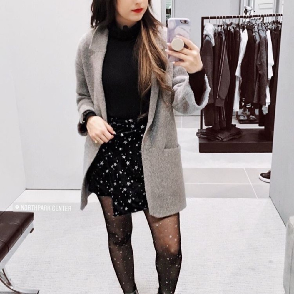 Black velvet star skort